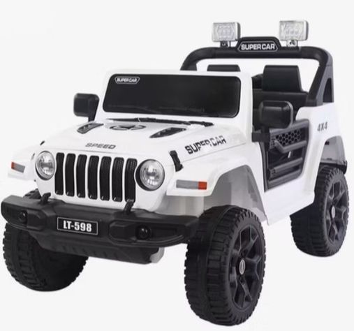 Auto Jeep A Bateria 12V Con Control Remoto 598 Blanco-0