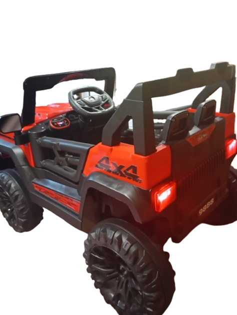 Jeep Auto A Bateria Con Luces A Bateria 12V. Modelo 9888 Rojo-2