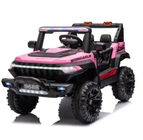 Auto Jeep A Bateria 12V Modelo 9688 Para Niñas Rosa-0