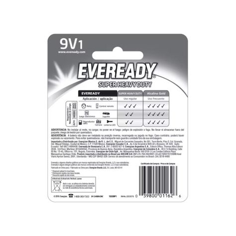 Pila Bateria 9V Zinc Carbon Extra Duracion-1