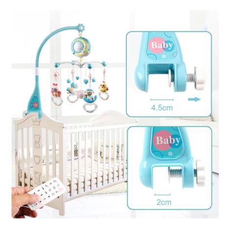 Juguete Movil Sonajero Infantil Con Luz Y Sonido Animales Celeste-3
