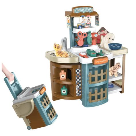 Juguete Set Maleta Veterinaria 49 Piezas 2 En 1 Infantil Azul-4