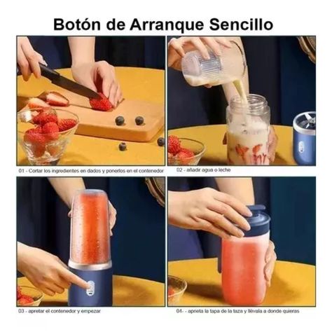 Licuadora De Vasos Portatil Recargable USB C 400ml 40W-4