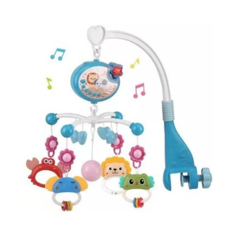 Juguete Movil Sonajero Infantil Con Luz Y Sonido Animales Azul-0