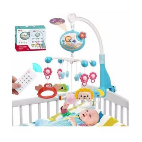 Juguete Movil Sonajero Infantil Con Luz Y Sonido Animales Azul-3