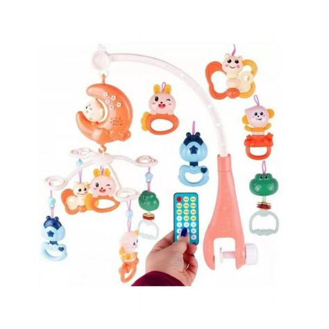 Juguete Movil Sonajero Infantil Con Luz Y Sonido Luna Naranja-3