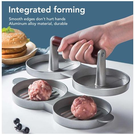Prensa Para Hamburguesas Antiadherente Doble Carne 10cm-2