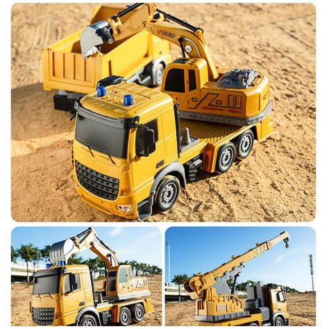 Juguete Camion Excavadora A Control Remoto Amarillo Infnatil-5