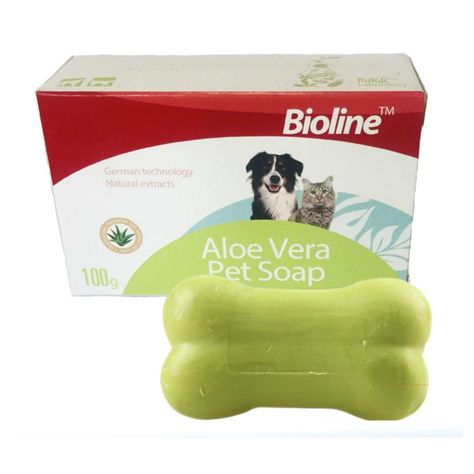 Jabon En Barra Aloe Vera Para Bañar Mascotas 100g Bioline-1