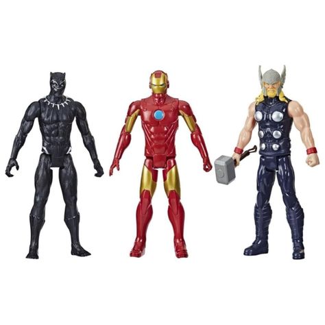 Pack 3 Figuras De Accion Pantera Negra Iron Man Thor Marvel-2