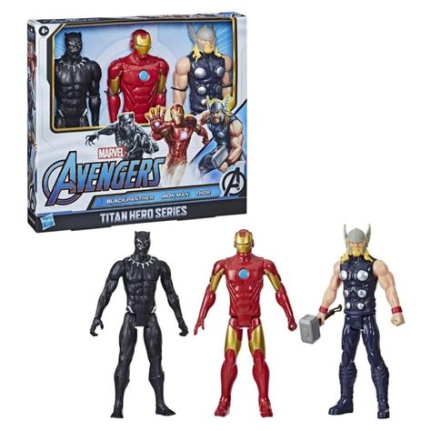 Pack 3 Figuras De Accion Pantera Negra Iron Man Thor Marvel-1