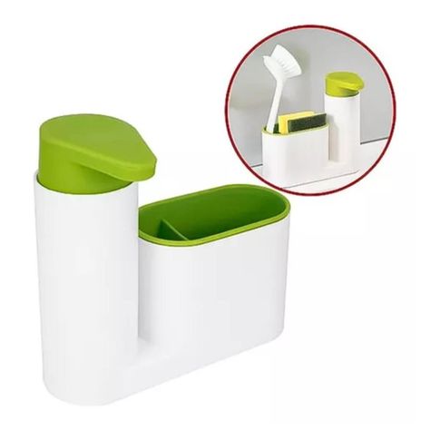 Dispensador De Jabon Con Porta Esponja Lavalozas Lavaplatos-3