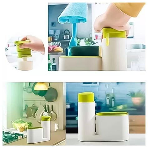 Dispensador De Jabon Con Porta Esponja Lavalozas Lavaplatos-5
