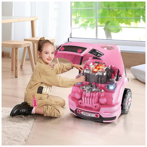 Juguete Auto Para Reparar Con Luces Sonidos Y Accesorios Rosa-1