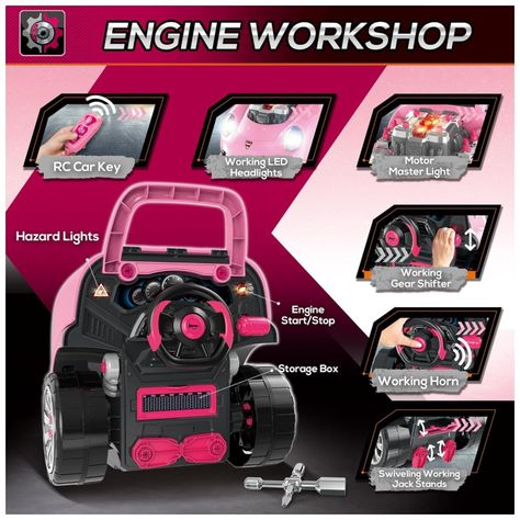 Juguete Auto Para Reparar Con Luces Sonidos Y Accesorios Rosa-2