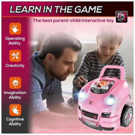 Juguete Auto Para Reparar Con Luces Sonidos Y Accesorios Rosa-4