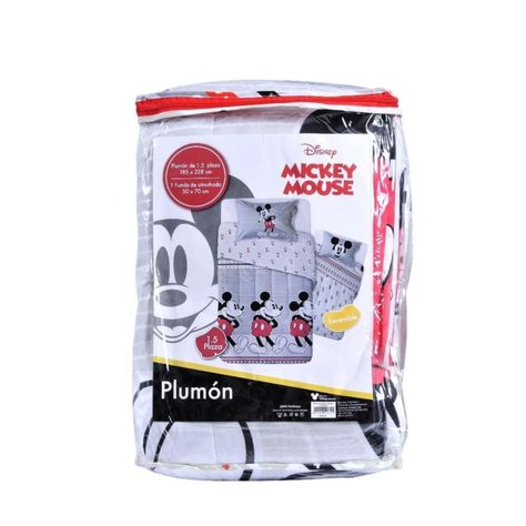 Plumon 1.5 Plazas Microfibra Infantil Gris Mickey Mouse-1