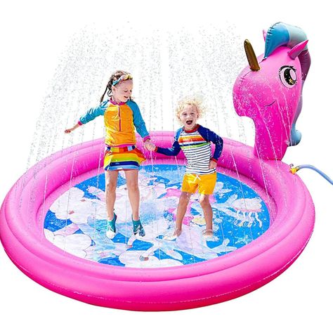 Piscina Inflable Lanza Agua 180cm Infantil Unicornio Morado-1