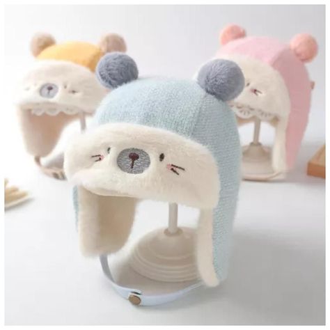 Gorro De Invierno Con Chiporro Para Bebes Azul-3