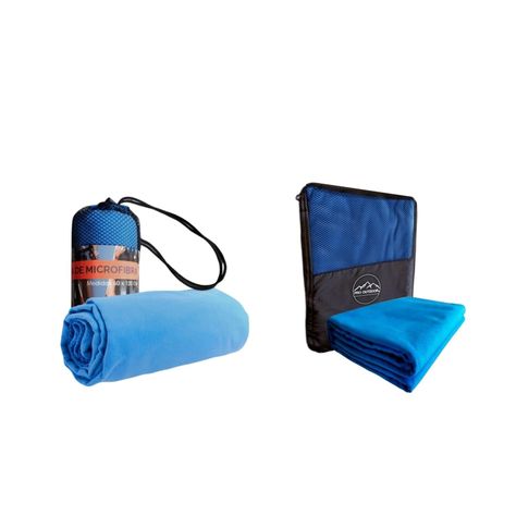 Pack Toallon y Toalla Microfibra Suede Azul-0