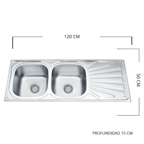 Lavaplatos Empotrado Doble 120x50 Derecho Accesorios-3