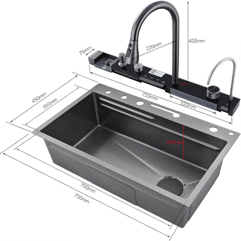 Lavaplatos Multifuncional Cascada Pro 75x45 Mateo-2