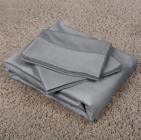 Juego de Sábanas Algodón Gris 300 Hilos 2 Plazas-4