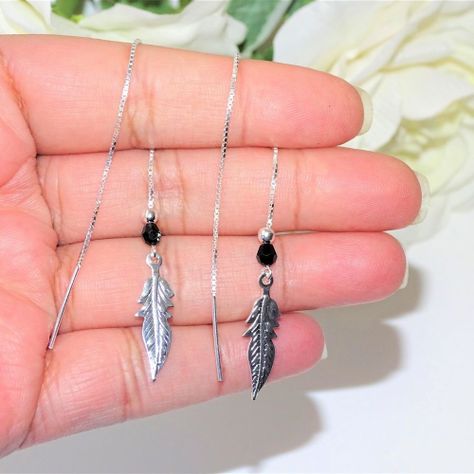 Aros De Plata 925 Plumas Con Cristal Dark - MABELITA-2