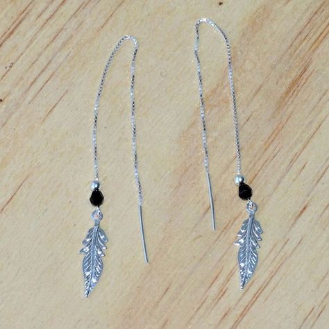 Aros De Plata 925 Plumas Con Cristal Dark - MABELITA-1