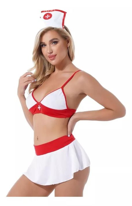 DISFRAZ CONJUNTO ENFERMERA LENCERIA SEXY MUJER-3