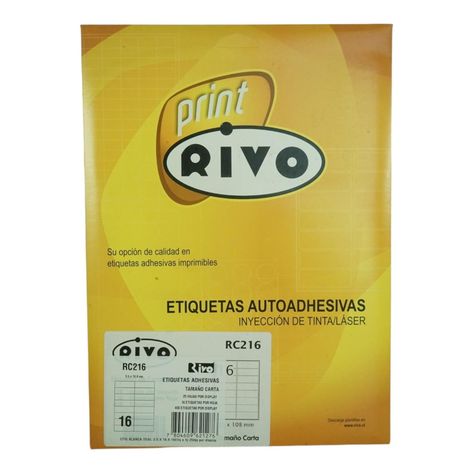 400 ETIQUETAS 3,5X10,8CM RIVO RC216 25HJS CARTA BL-0