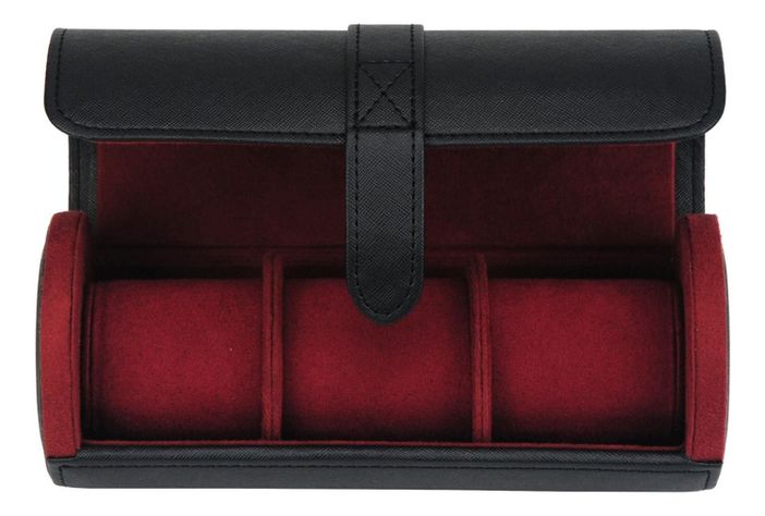 Caja Estuche De Viaje 3 Relojes Interior Terciopelo Rojo-3