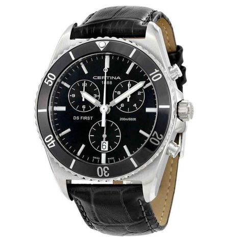 Certina Ds First Ceramico Cronografo Esfera Negra-1