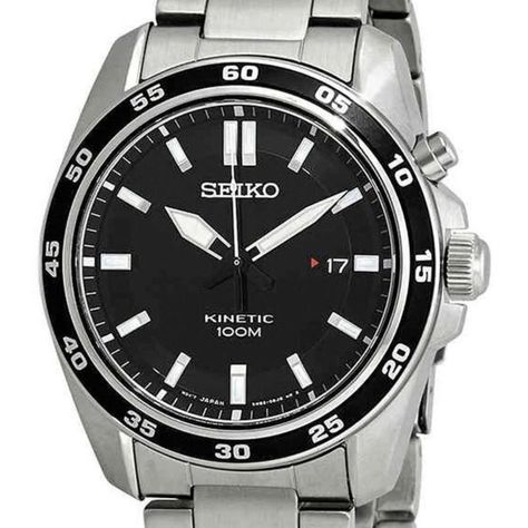 Reloj Seiko Kinetic Esfera Negra Auto-cuarzo-0