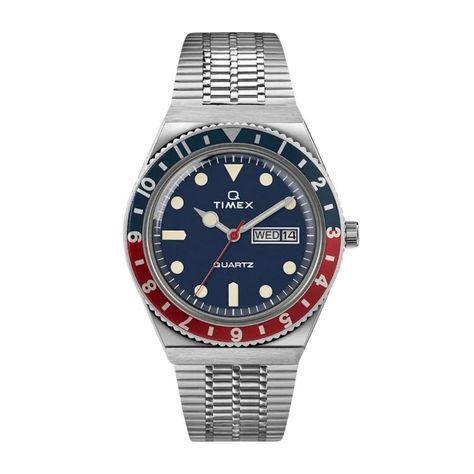 Reloj Timex Q Azul Rojo Hombre Cuarzo-1
