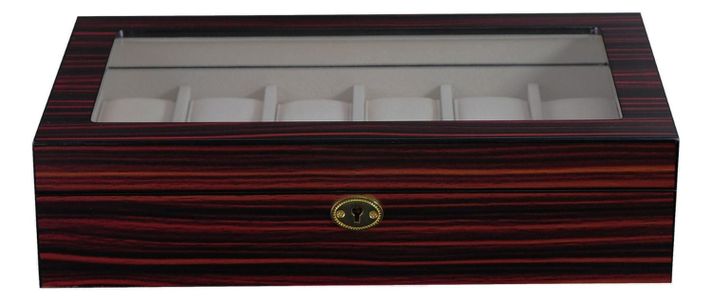 Caja 12 Relojes Madera Cherry Interior Terciopelo-1
