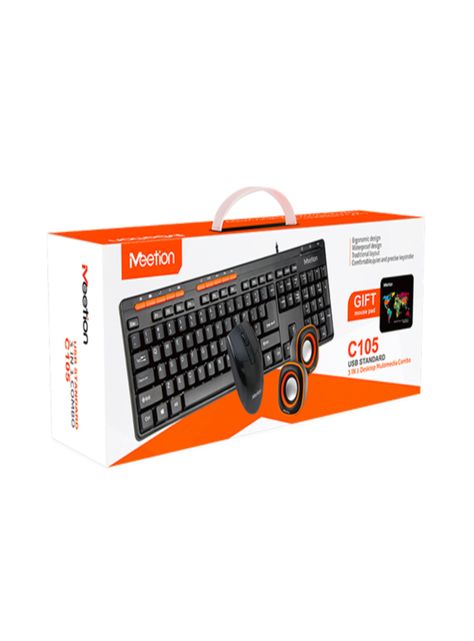 Kit 4 En 1 Mouse Teclado Mousepad Y Parlante MT-C105 - Meetion-2