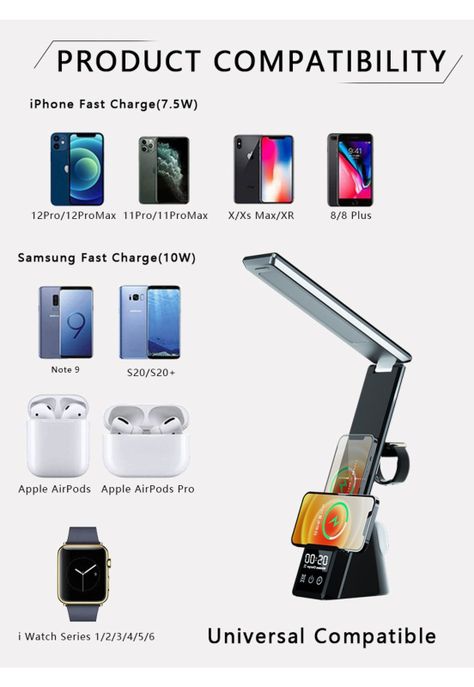 Estación de Carga Inalámbrica iPhone 15W +Lámpara 3en1-7