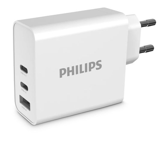 Cargador Philips 65W Carga Ultra Rápida 3 Puertos 2 USB-C + 1 USB-A-0