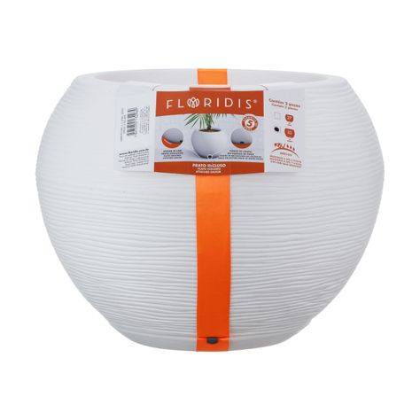 MACETERO FLORIDIS FLORENCIA BLANCO 32CM CON PLATO-1