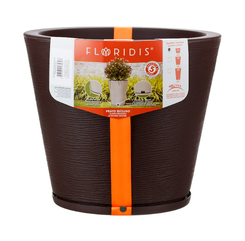 MACETERO FLORIDIS GENEBRA CAFE 35CM CON PLATO-2