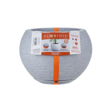 MACETERO FLORIDIS FLORENCIA GRIS CLARO 19CM CON PLATO-1