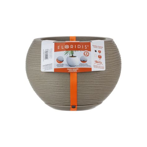 MACETERO FLORIDIS FLORENCIA BEIGE 19CM CON PLATO-1