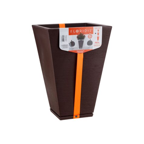MACETERO FLORIDIS ZURIQUE CAFÉ 55CM CON PLATO-2