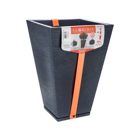 MACETERO FLORIDIS ZURIQUE GRAFITO 55CM CON PLATO-1