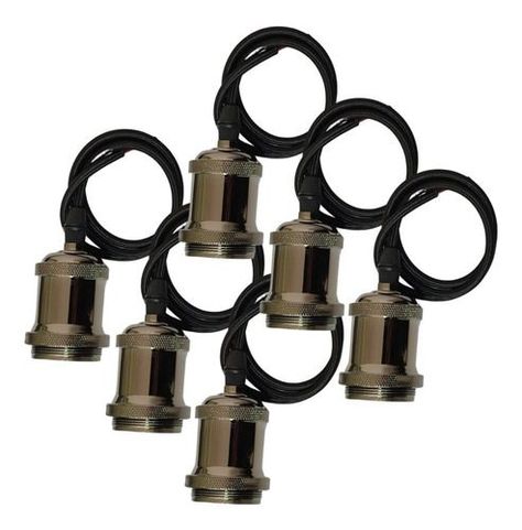 Soquete Colgante Decorativo Grafito Vintage E27 Pack 6-0
