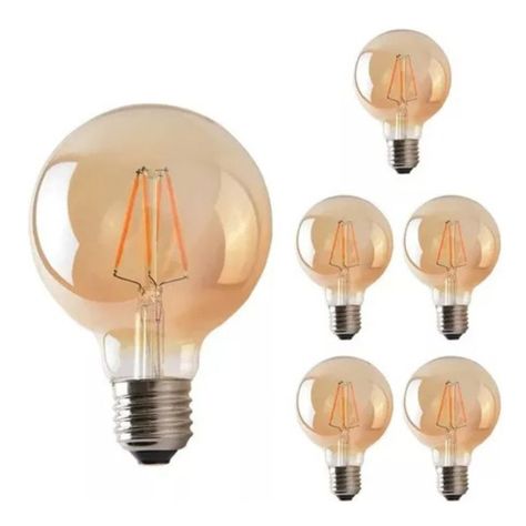 Pack 6 Ampolletas Led G80Globo/Vintage Filamento 8w E27-0