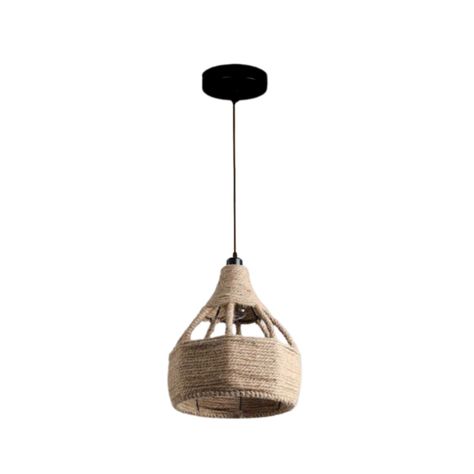Lampara Colgante Vintage Aluminio Cañamo E27 Decoración-0