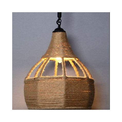 Lampara Colgante Vintage Aluminio Cañamo E27 Decoración-2