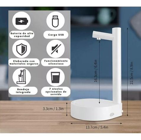 Dispensador De Agua Mesa Inteligente Elegante Usb Regulable-3